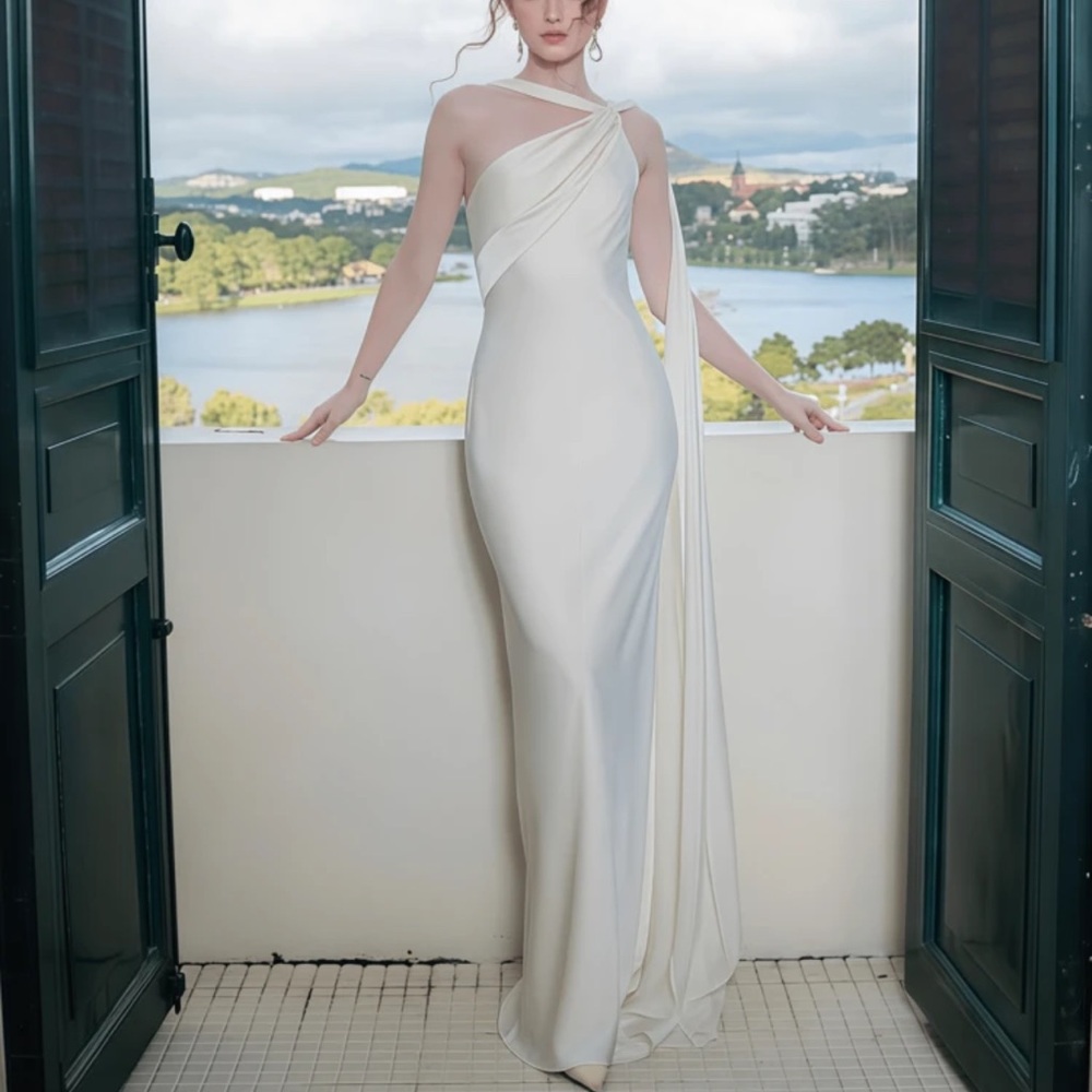 Chic One-Shoulder White Dress